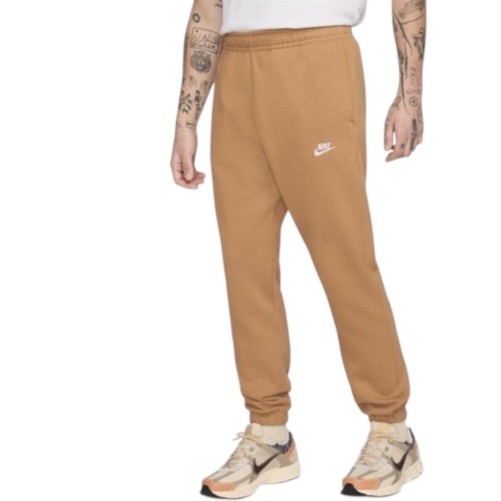 Nike Club Cuffed Pull On Sweatpants Pants Flax and White Logo Comfy Casual L